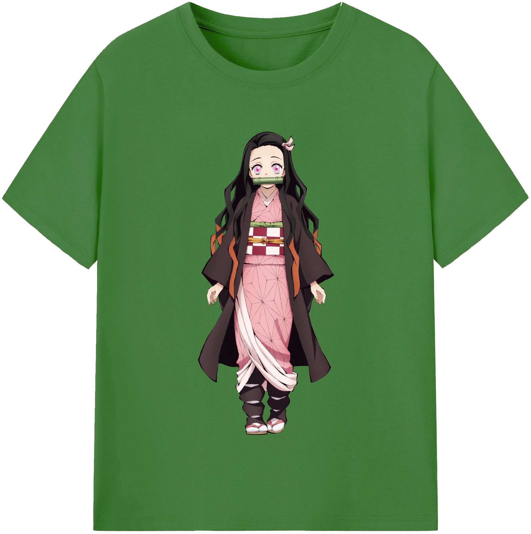 （画像用） 鬼滅の刃（きめつのやいば）竈門 禰󠄀豆子／かまど ねずこ Kamado Nezuko レディースカジュアルプリントTシャツ（綿100％）